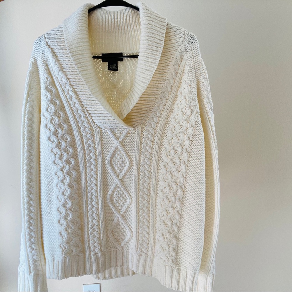 Eddie Bauer Sweater Cable Knit SZ L